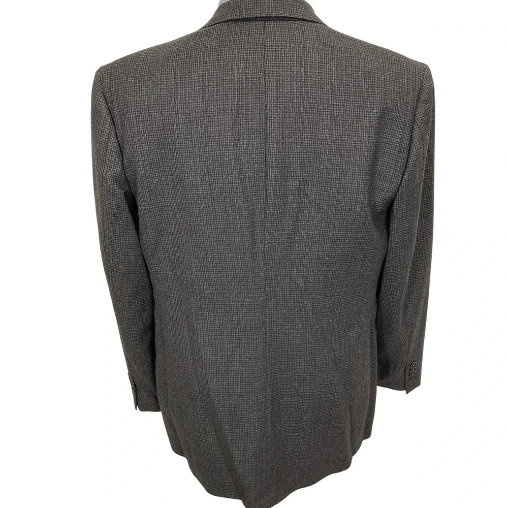 Pierre Cardin Bachrach Blazer Mens 42R Gray Houndstooth Double Breasted‎ USA VTG